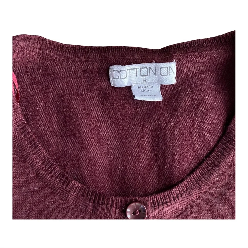 Small Burgundy Wine Cotton On Cardigan - Picture 4 of 4